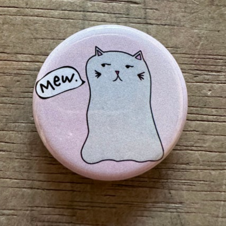1" Button - Ghost Kitty - Single (Three-Pack)