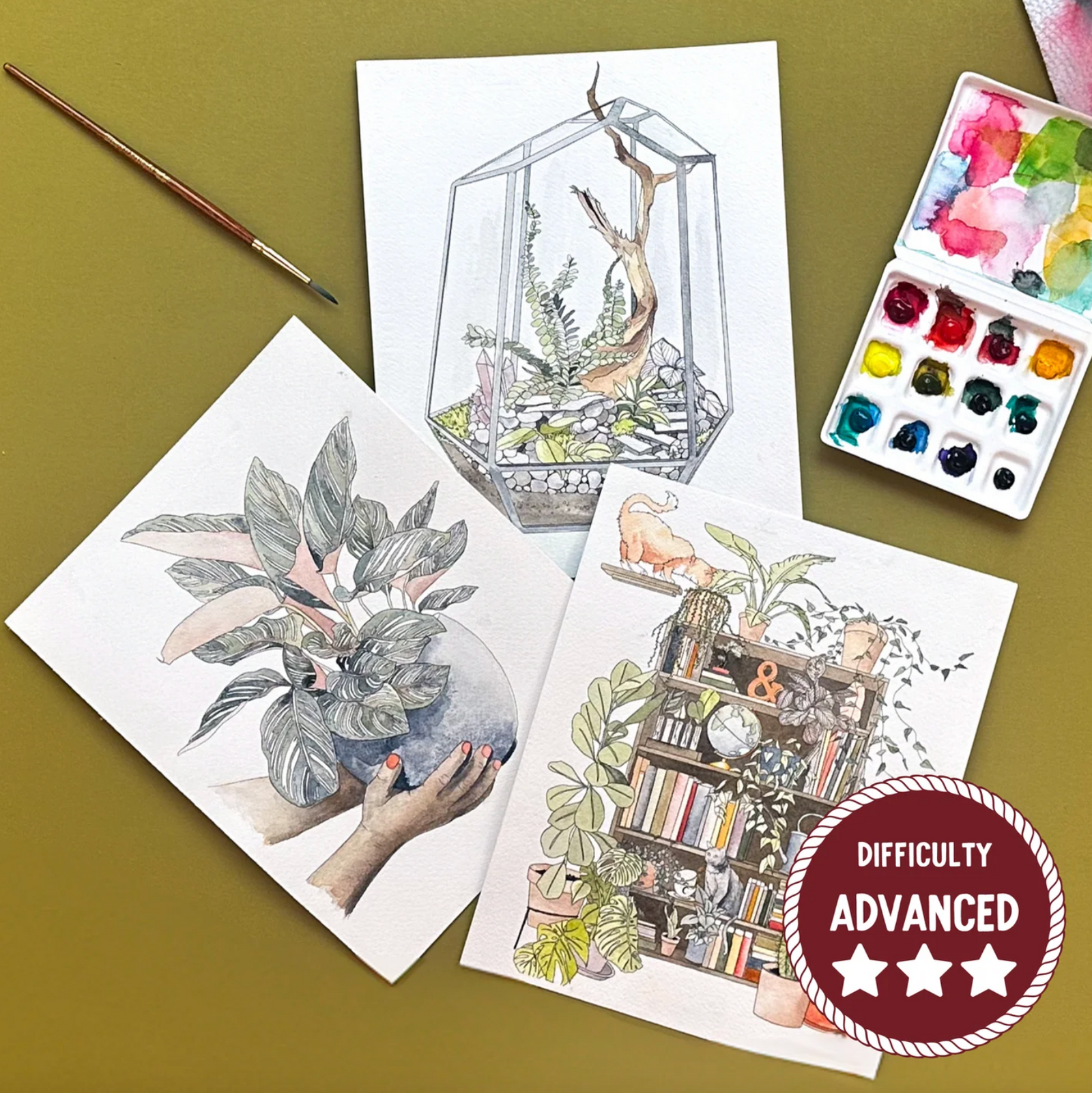 DIY Paint Kit - Large - Plant Zen (Splatter & Bloom) Watercolor Intermediate