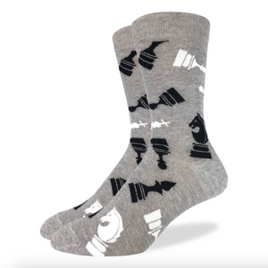 SALE Sock - Extra Large Crew: Chess (Good Luck Sock) Big and Tall, Men's Sizes 13-17