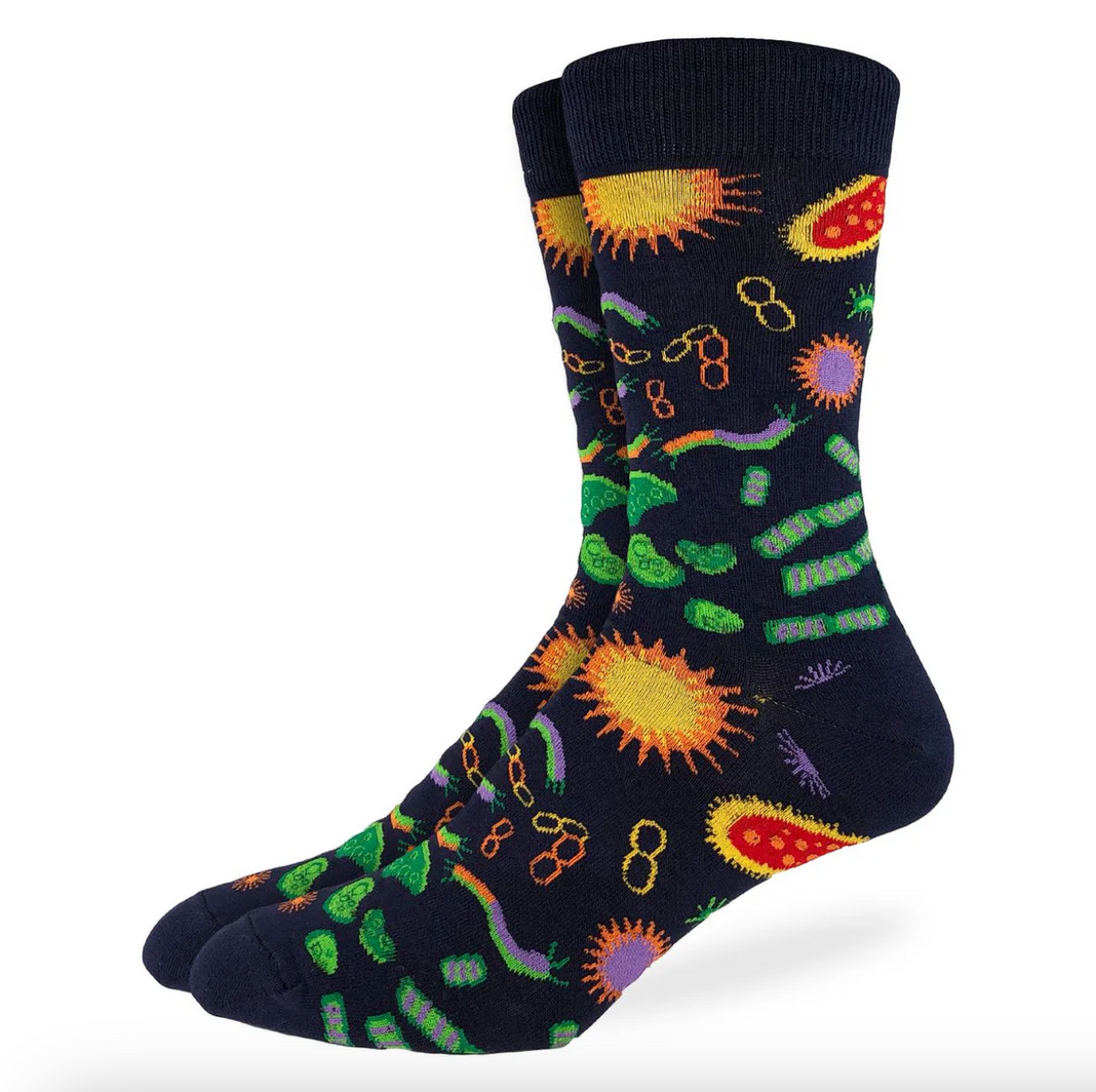 SALE Sock - Extra Large Crew: Germs (Good Luck Sock) Big and Tall, Men's Sizes 13-17