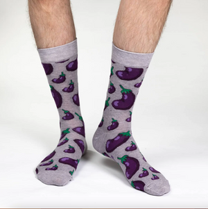 SALE Sock - Large Crew: Eggplants (Good Luck Sock)