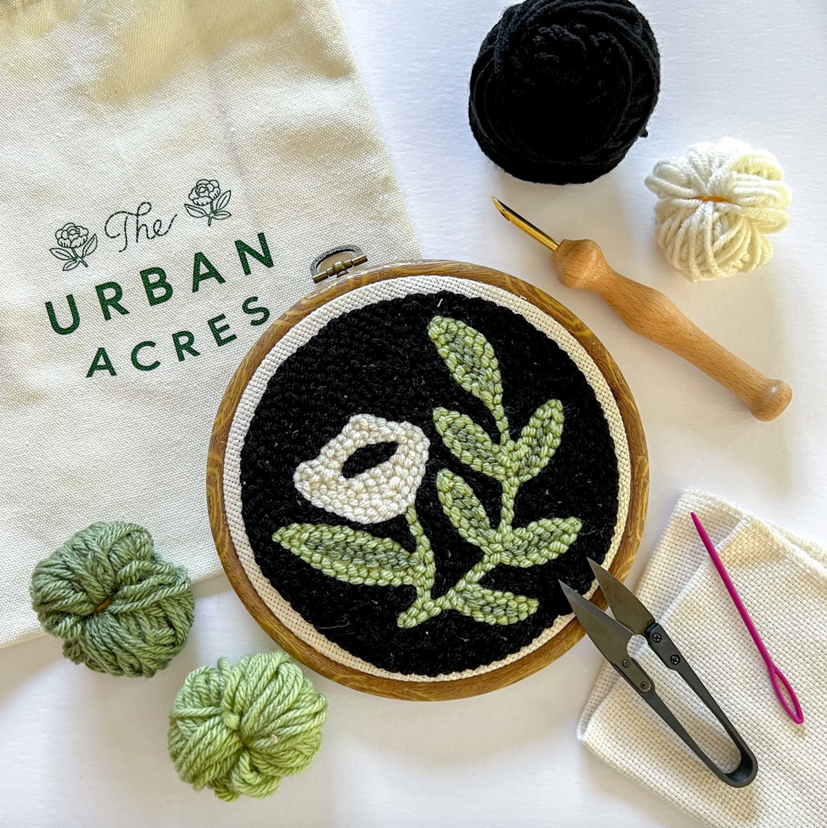 DIY - Punch Needle - Black Floral