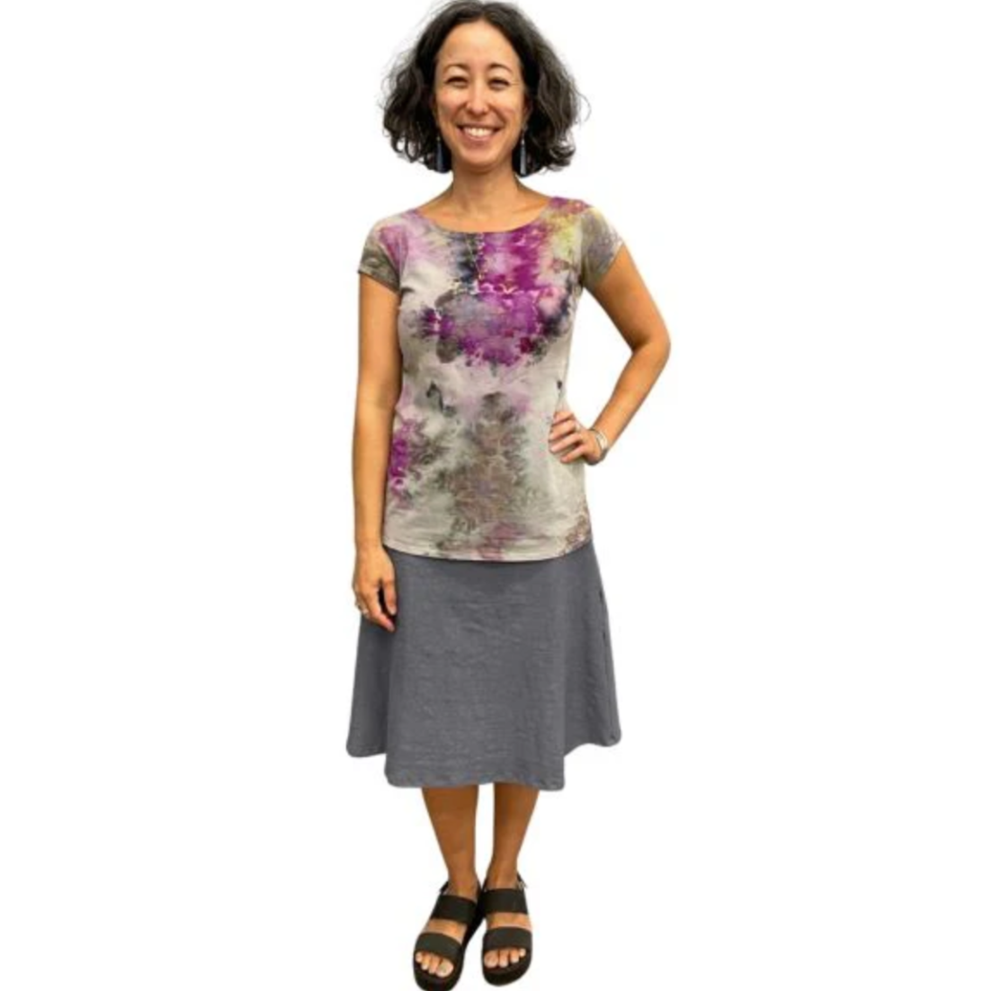 Knee Length Comfy Skirt - Pewter