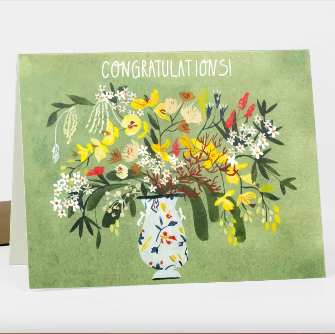 Card - Congratulations Green Floral