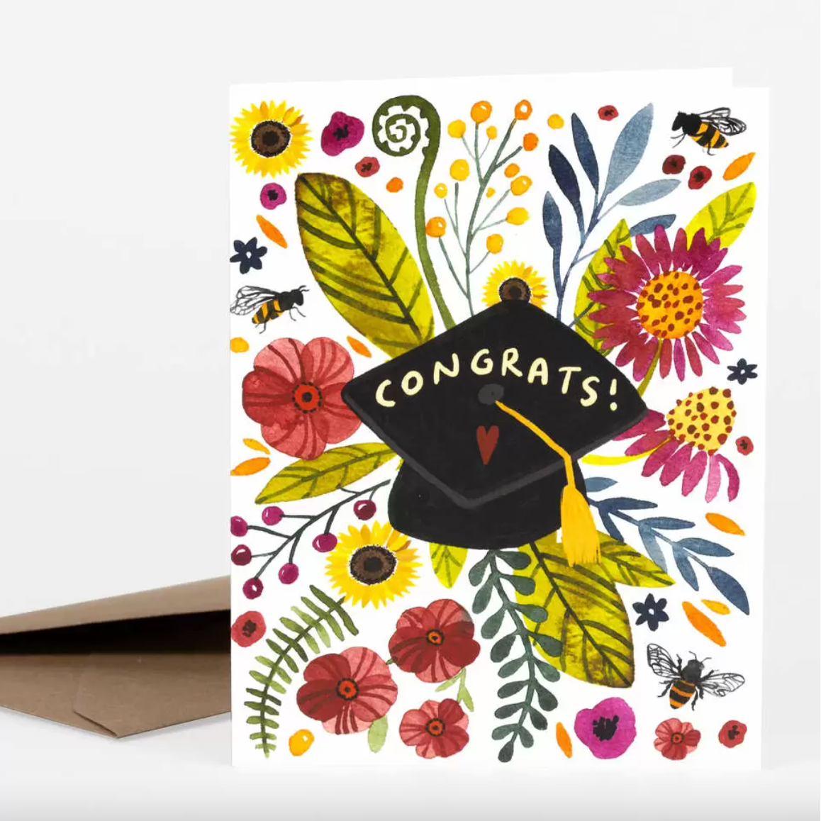 Card - Congrats! Floral Graduation Cap