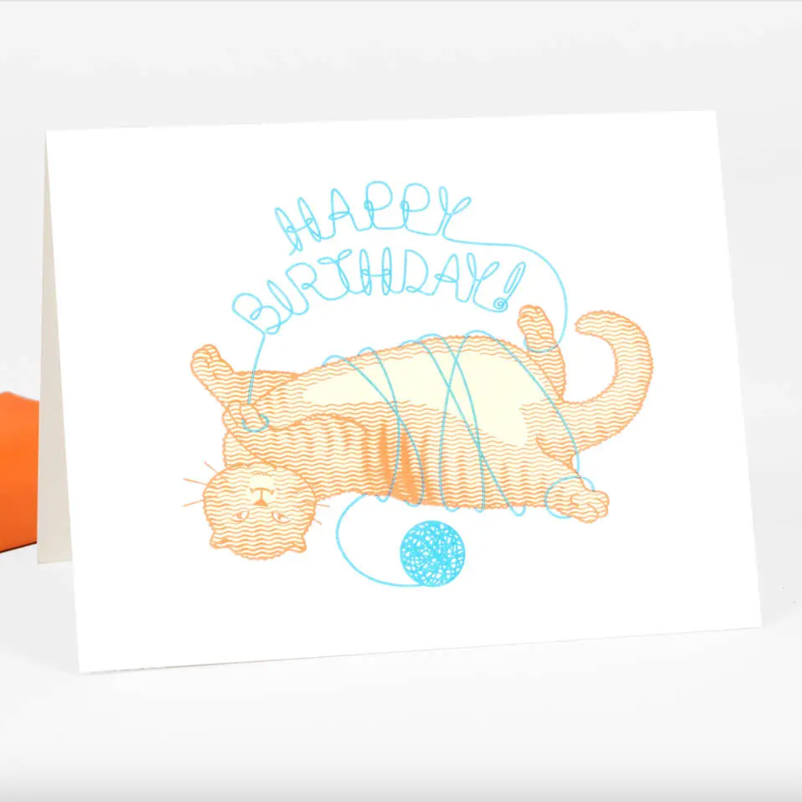 Card - Happy Birthday! Cat With Yarn