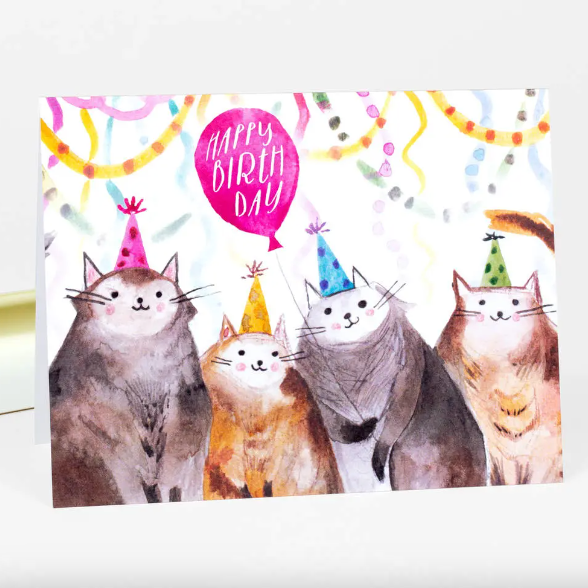 Card - Happy Birthday Cats With Balloon
