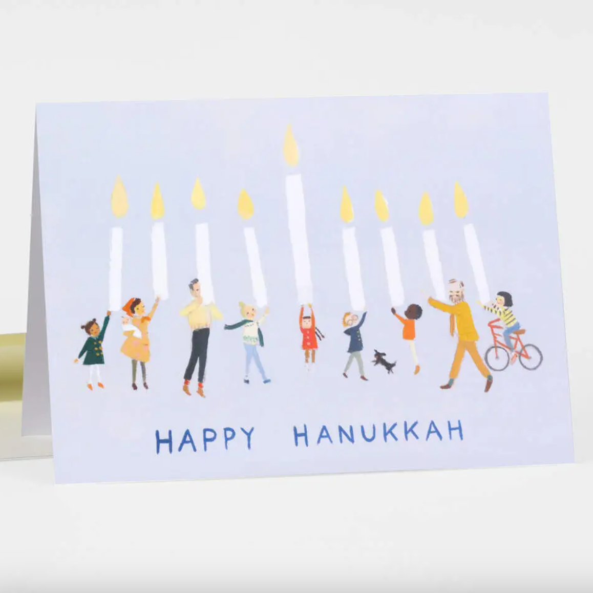 Card - Happy Hanukkah - People Holding Candles