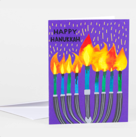 Card - Happy Hanukkah - Purple Background