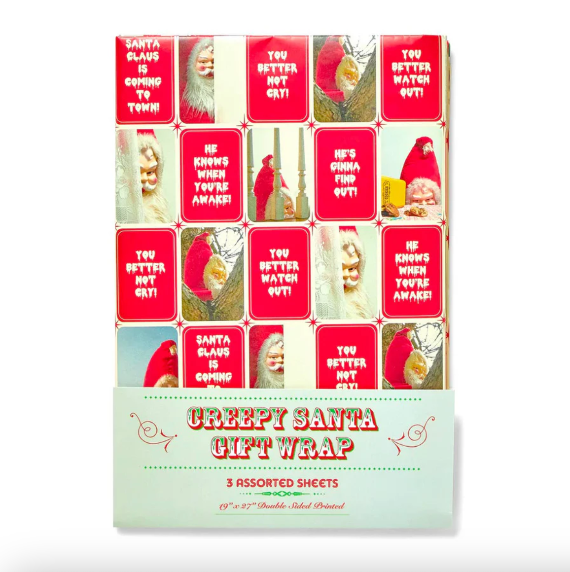 Wrapping Paper - Creepy Santa Is Coming To Town