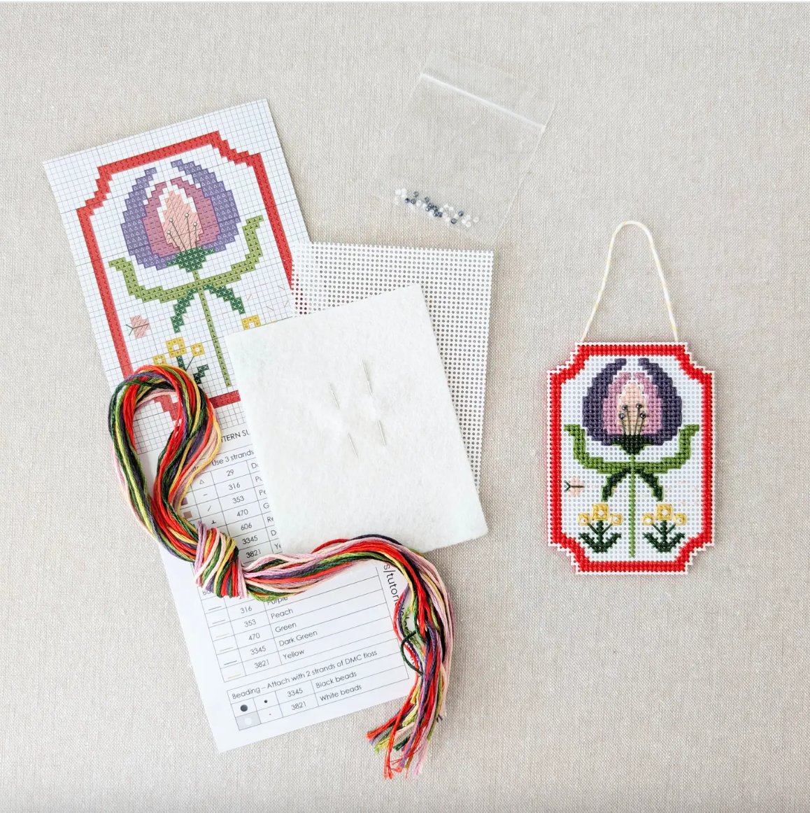 DIY - Cross Stitch - Framed Florals - Crocus
