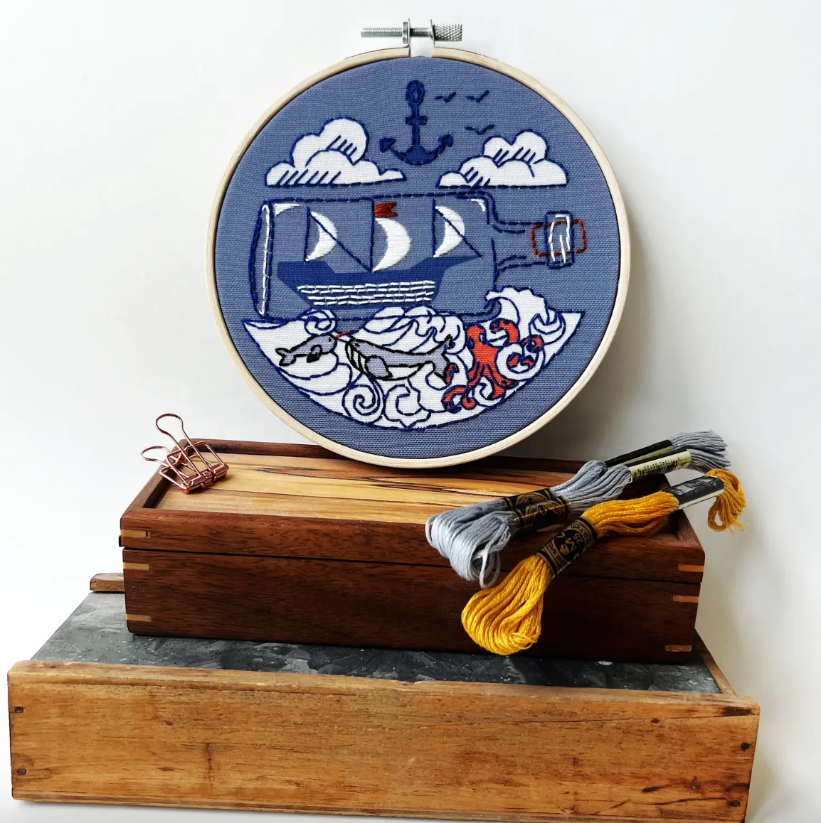 Embroidery Kit - Ship in a Bottle Kit