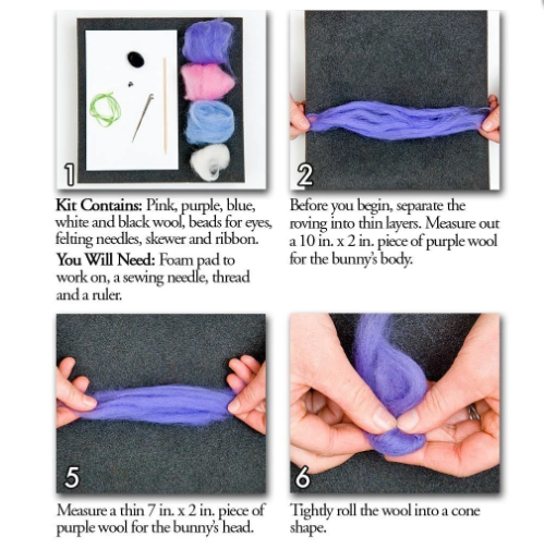 DIY - Needle Felting - Spring Bunnies (Wool Pets) Craft Kit