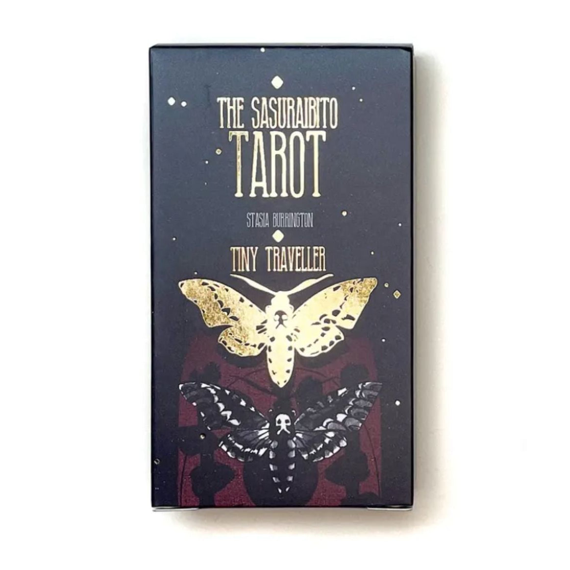Tarot card deck with butterfly design on a white background