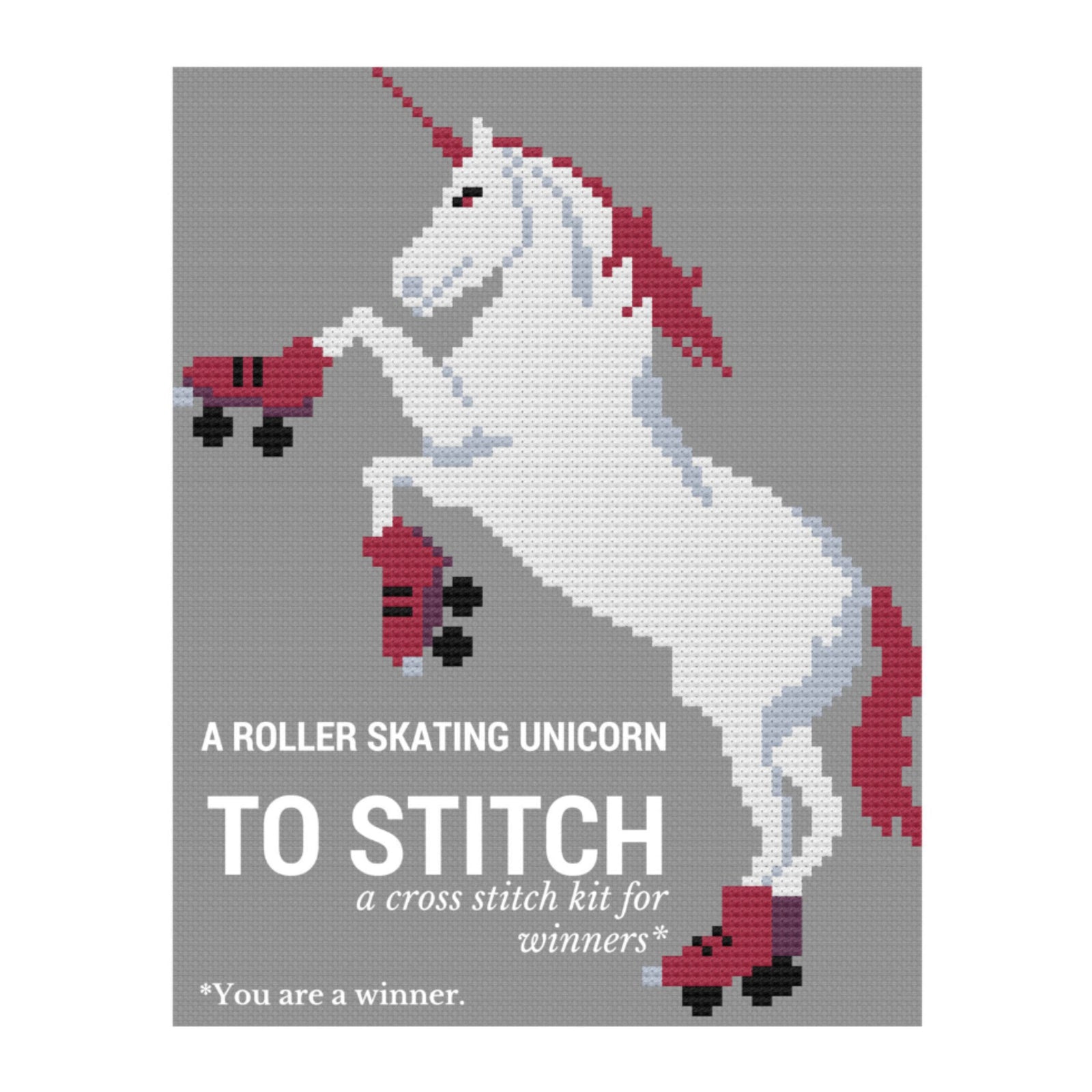 DIY - Cross Stitch - Roller Skating Unicorn Cross Stitch Kit (Ugly Baby)