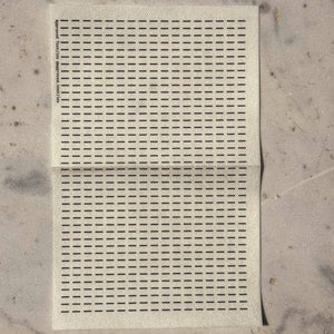 Visible mending guide sticker featuring many rows of horizontal lines. 