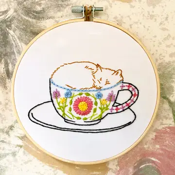 Embroidery Kit - Catpuccino