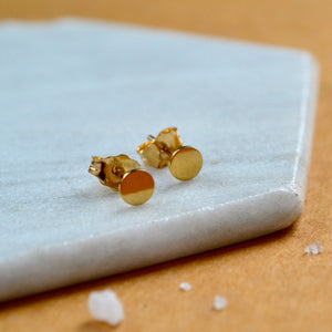 coin stud earrings 4mm simple circle post earring basic studs nickel free earrings gold