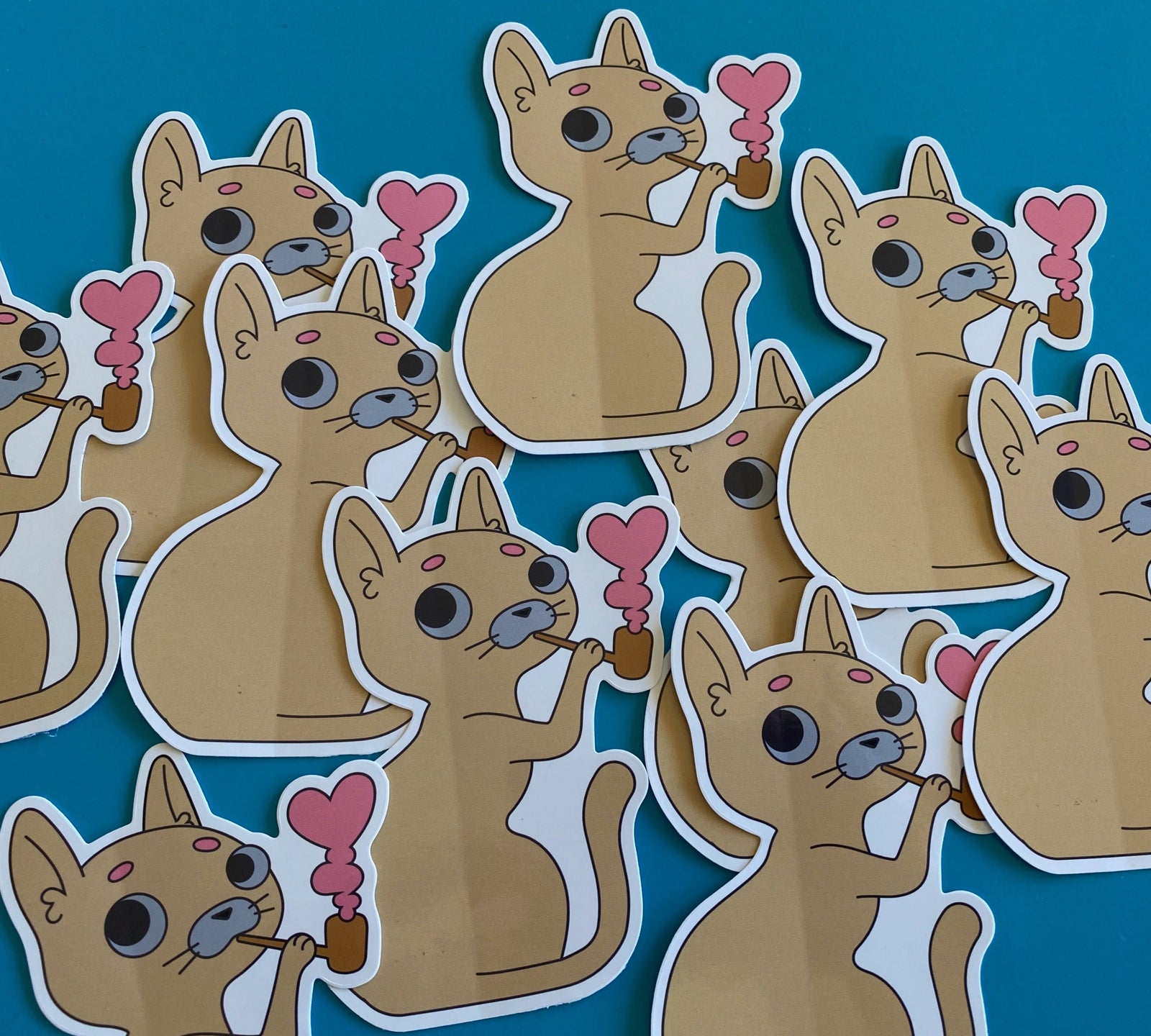 Die Cut Sticker: Corn Cob Pipe Smoking Cat