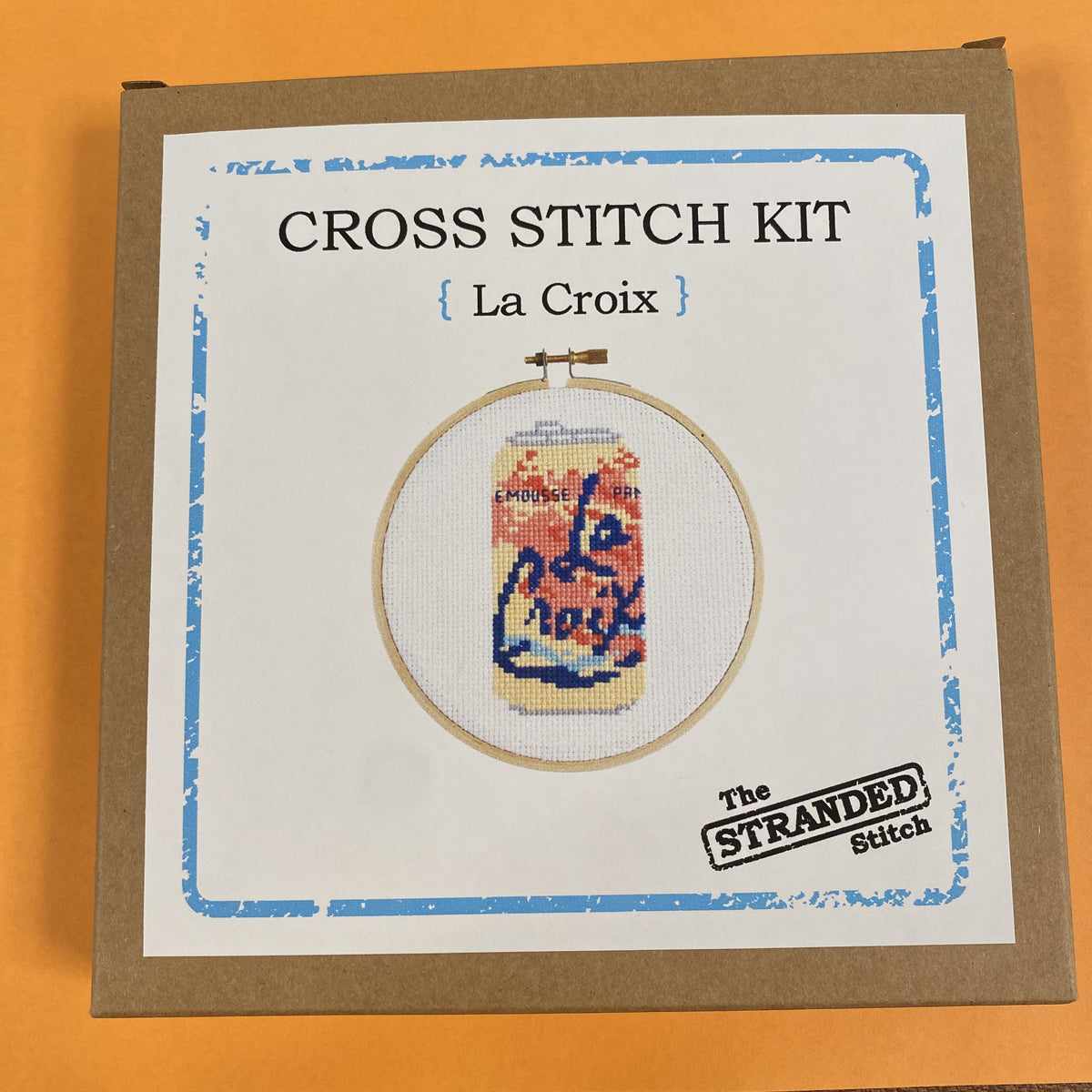 Packaged cross stitch kit by The Stranded Stitch: La Croix can