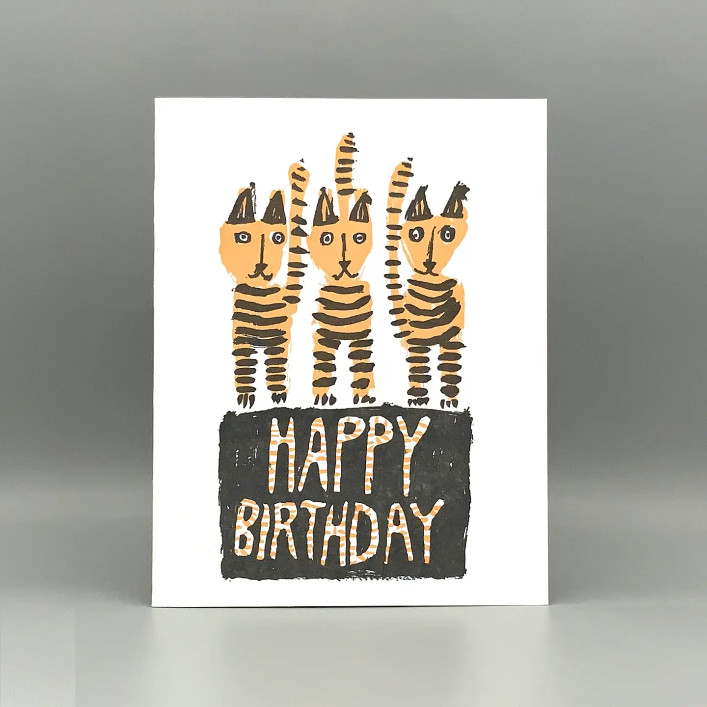 Card - Striped Cats - Happy Birthday