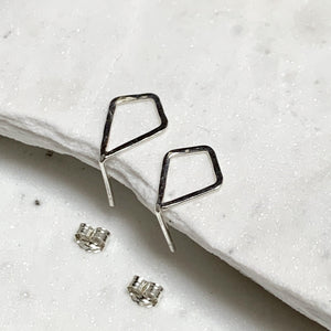 Dunes Stud Earrings - minimalist hammered kite post earrings - Foamy Wader