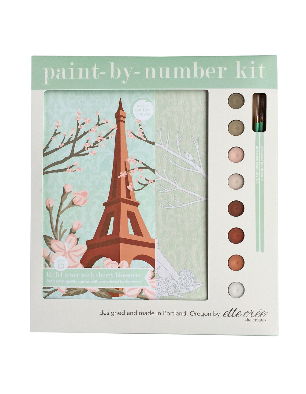 DIY - Paint By Number Kit - Eiffel Tower with Cherry Blossoms