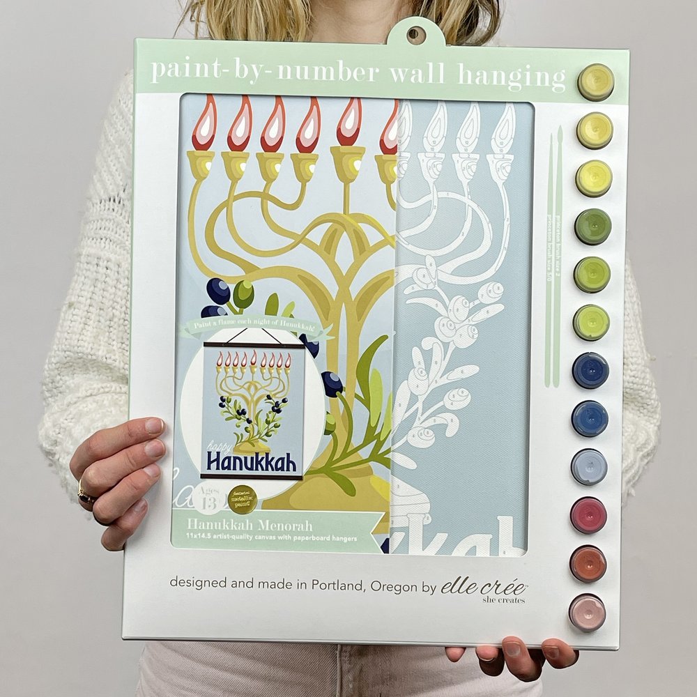 SALE DIY -  Paint Wall Hanging - Hanukkah Menorah (Elle Cree) Holiday Paint By Number