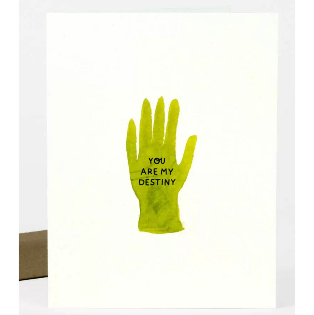 Green hand with 'YOU ARE MY DESTINY' text on a white background