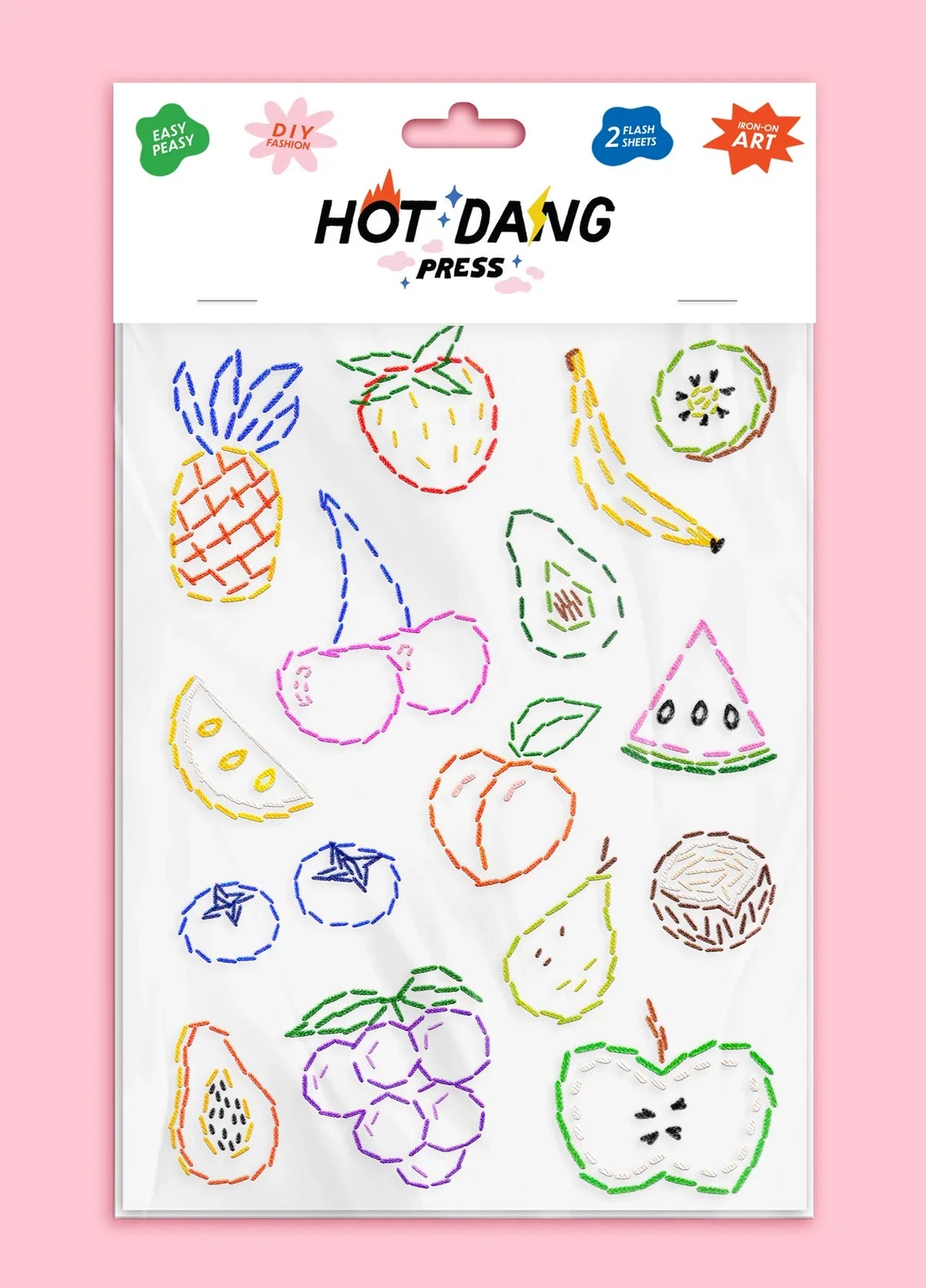 DIY - Iron On Art - Fruit Embroidery (Hot Dang Press) Sheet Set