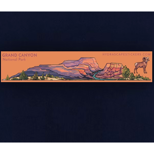 A sticker of the grand canyon with a mountain goat 