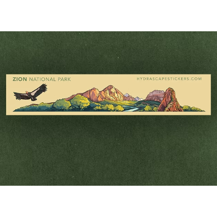 A mini landscape sticker of Zion National Park, featuring a vulture. 