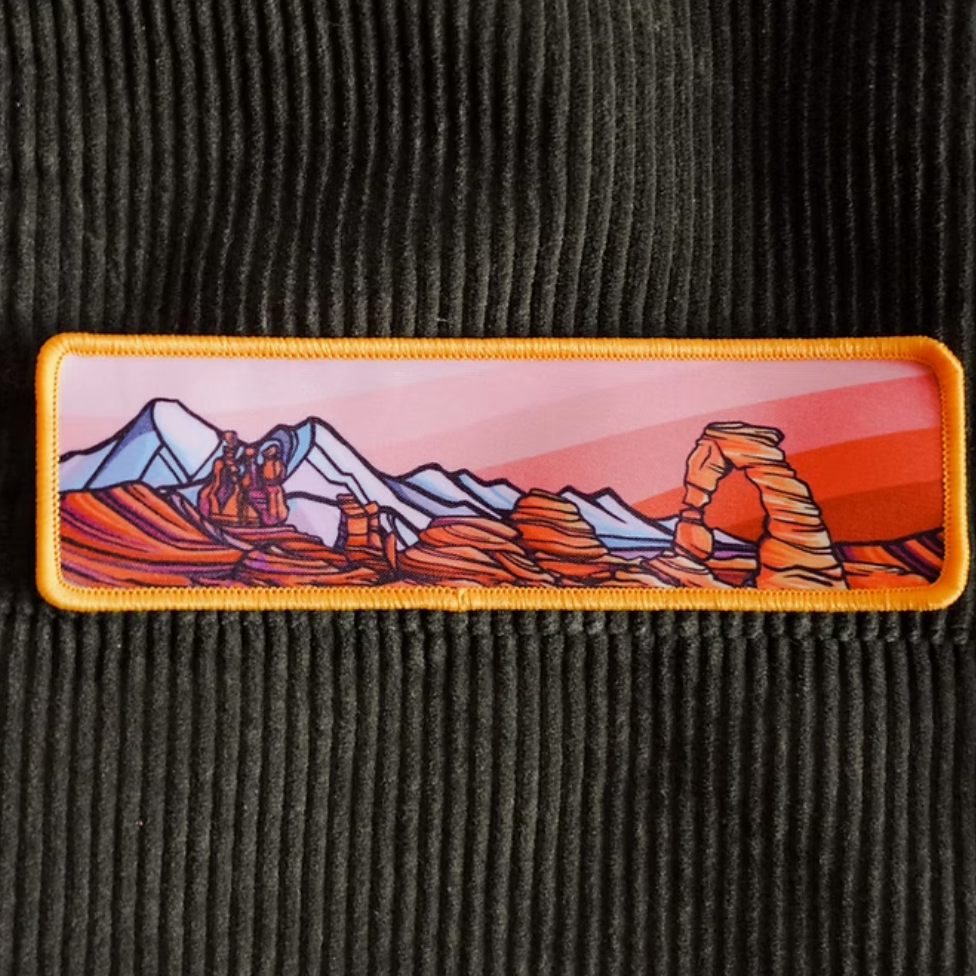 Desert landscape patch on a black background