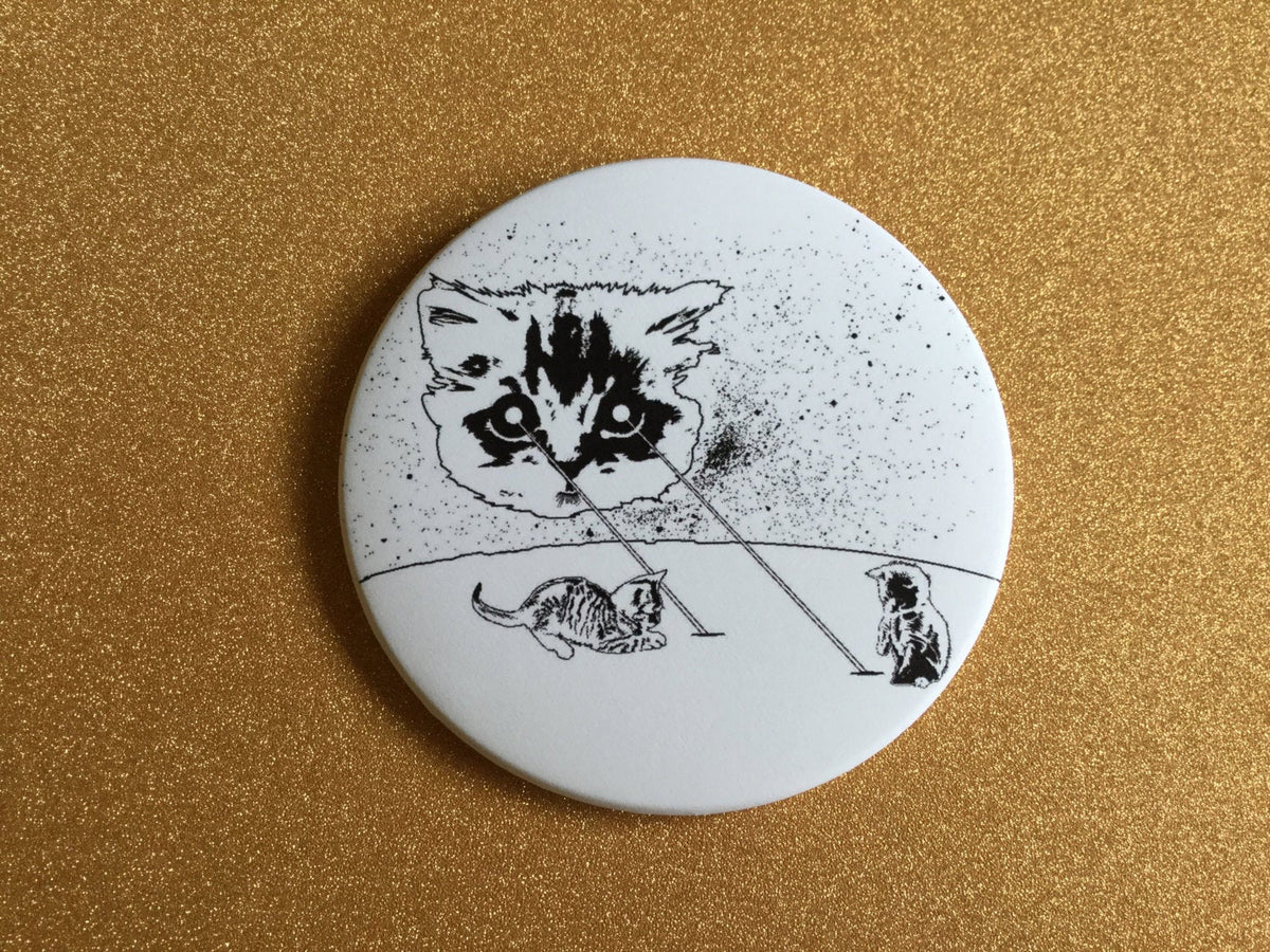Magnet- 3.5 Inch: Meta Laser Cat - Black & White