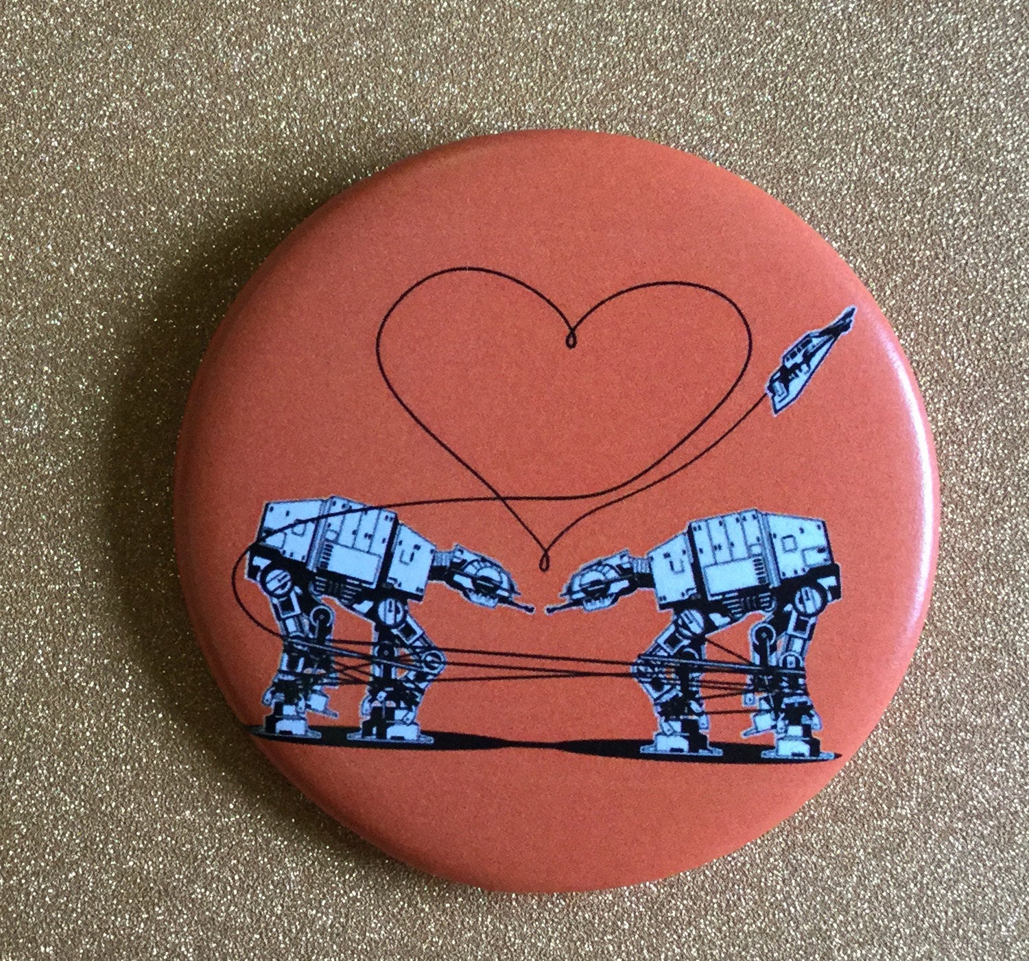 Magnet: 2.25 Inch - Love AT-AT First Sight - Orange