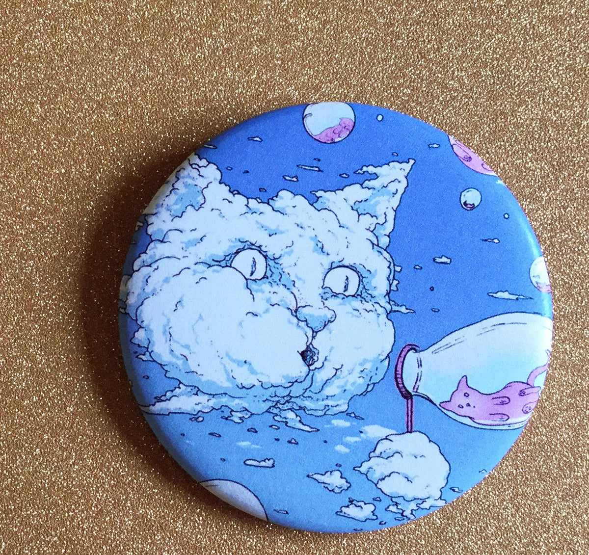 Magnet - 2.25 Inch: Bubble Cat - Blue