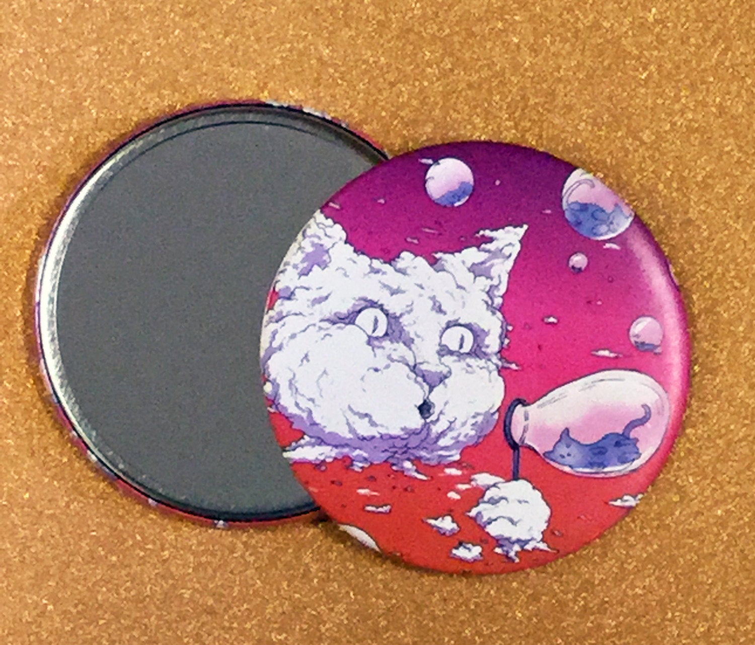 Mirror - 3.5 Inch: Bubble Cat - Sunset