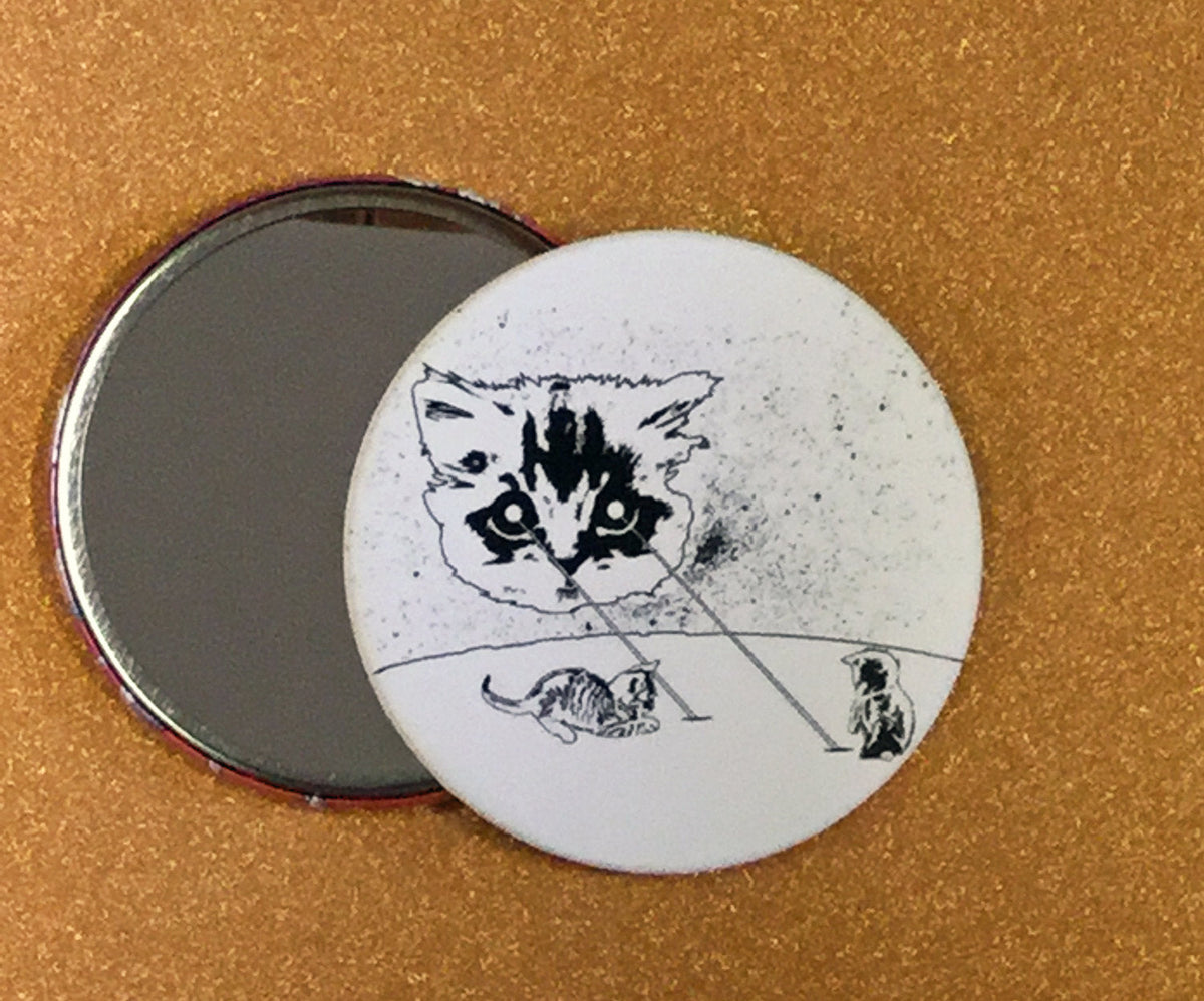 Mirror - 3.5 Inch: Meta Laser Cat - B&W