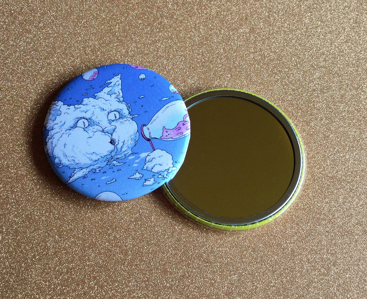 Small Mirror - Bubble Cat - Blue