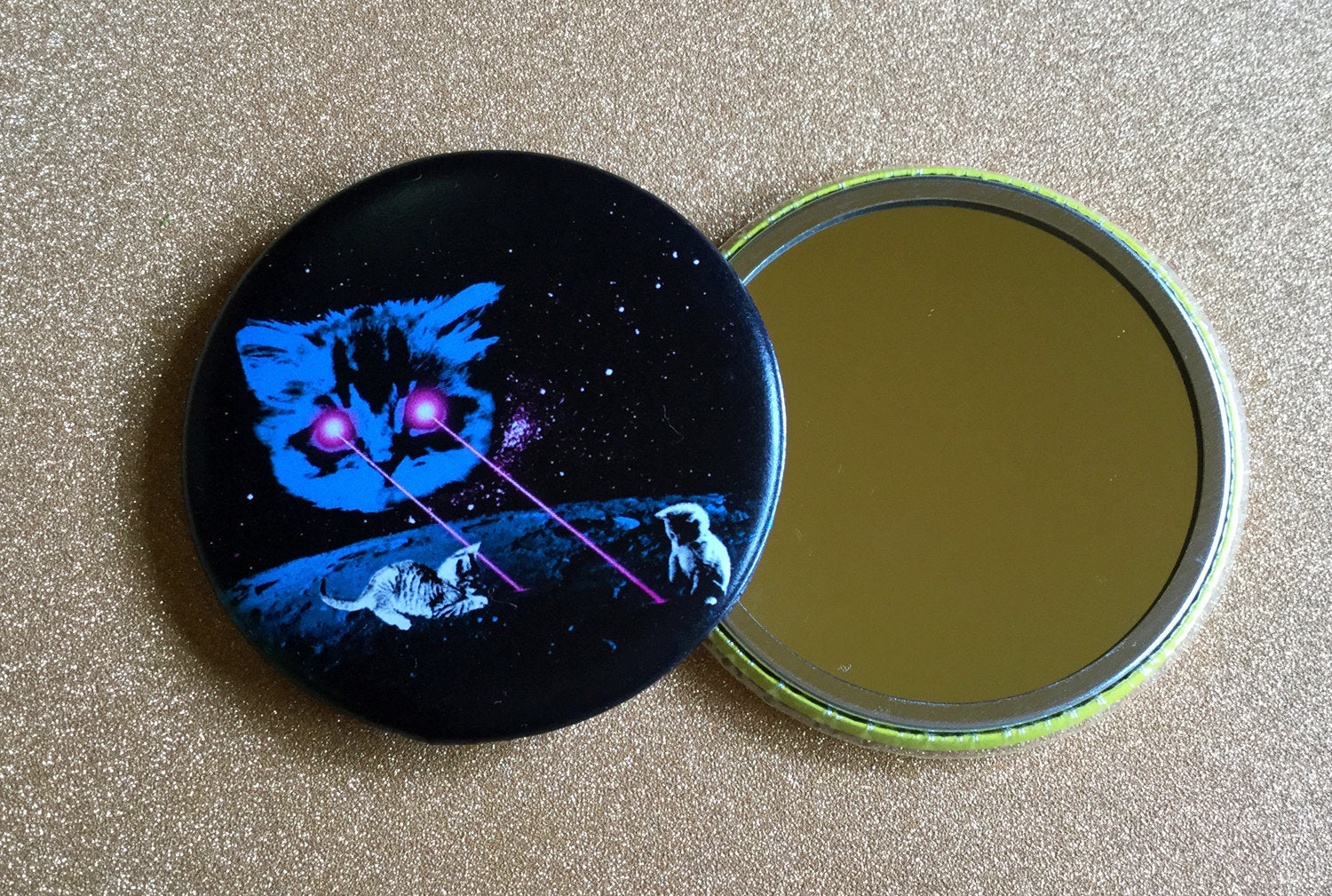Small Mirror - Meta Laser Cat - Color