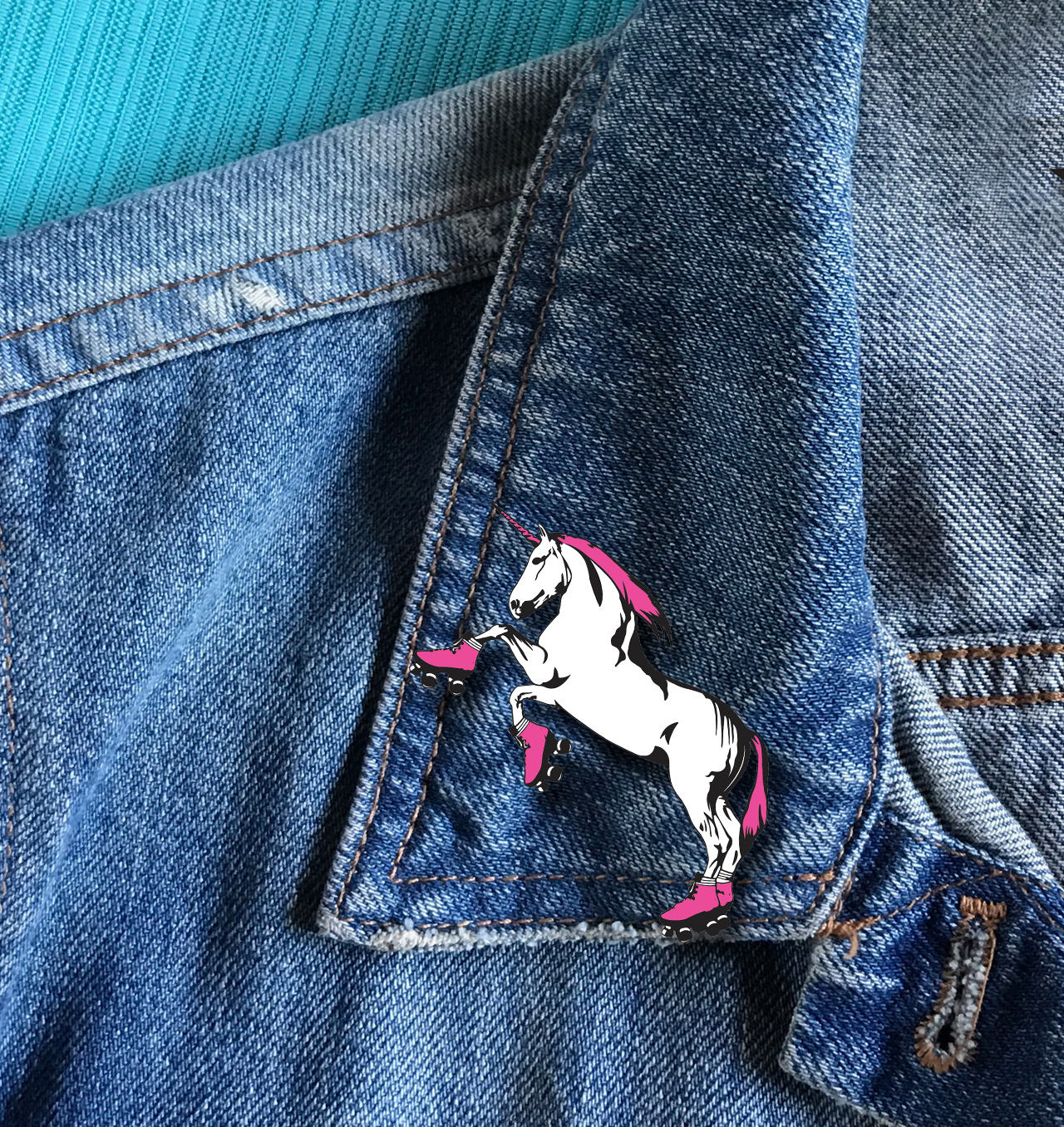 Enamel Pin: Roller Skating Unicorn - Hot Pink