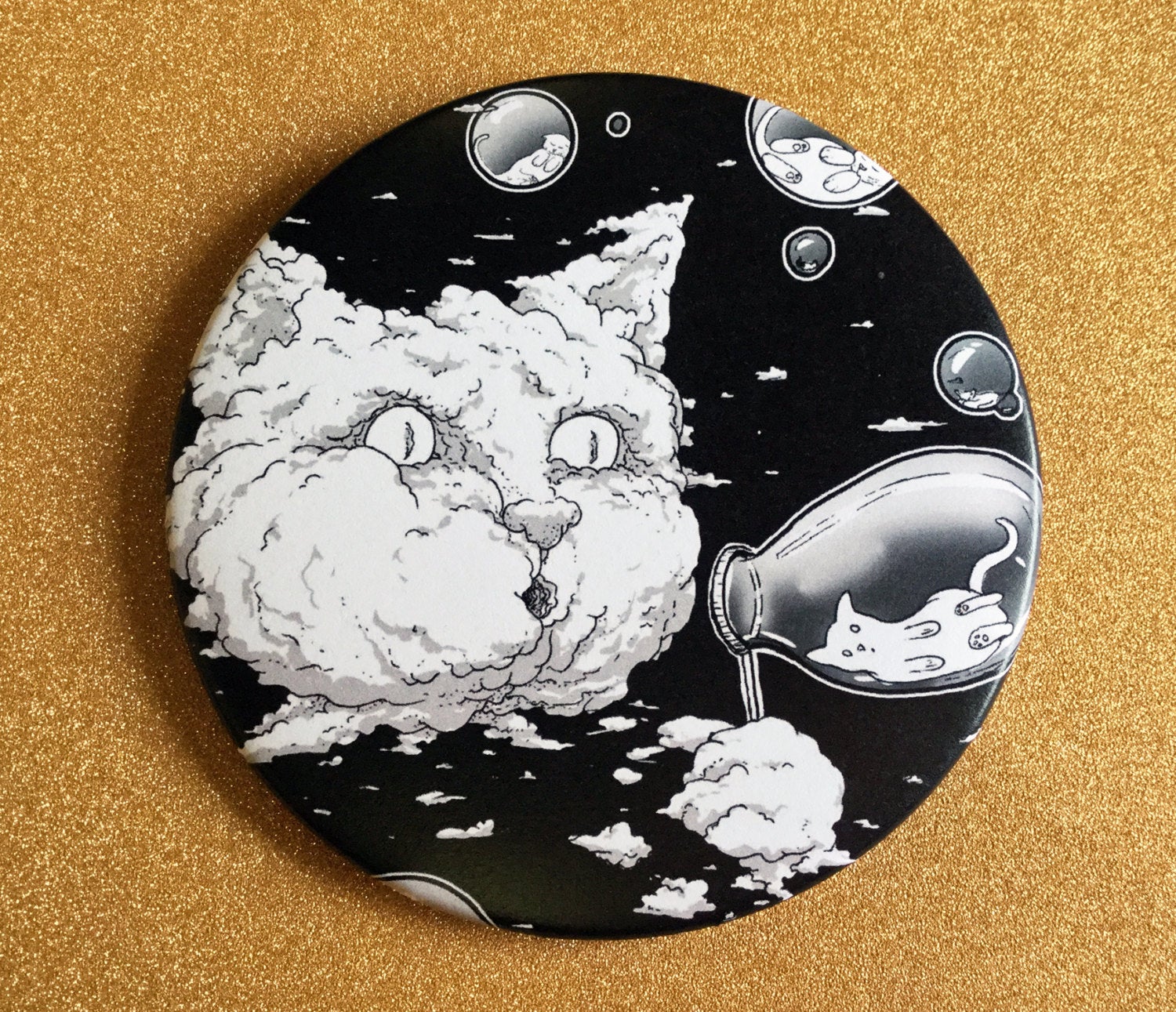 Magnet - 3.5 Inch - Bubble Cat: B&W