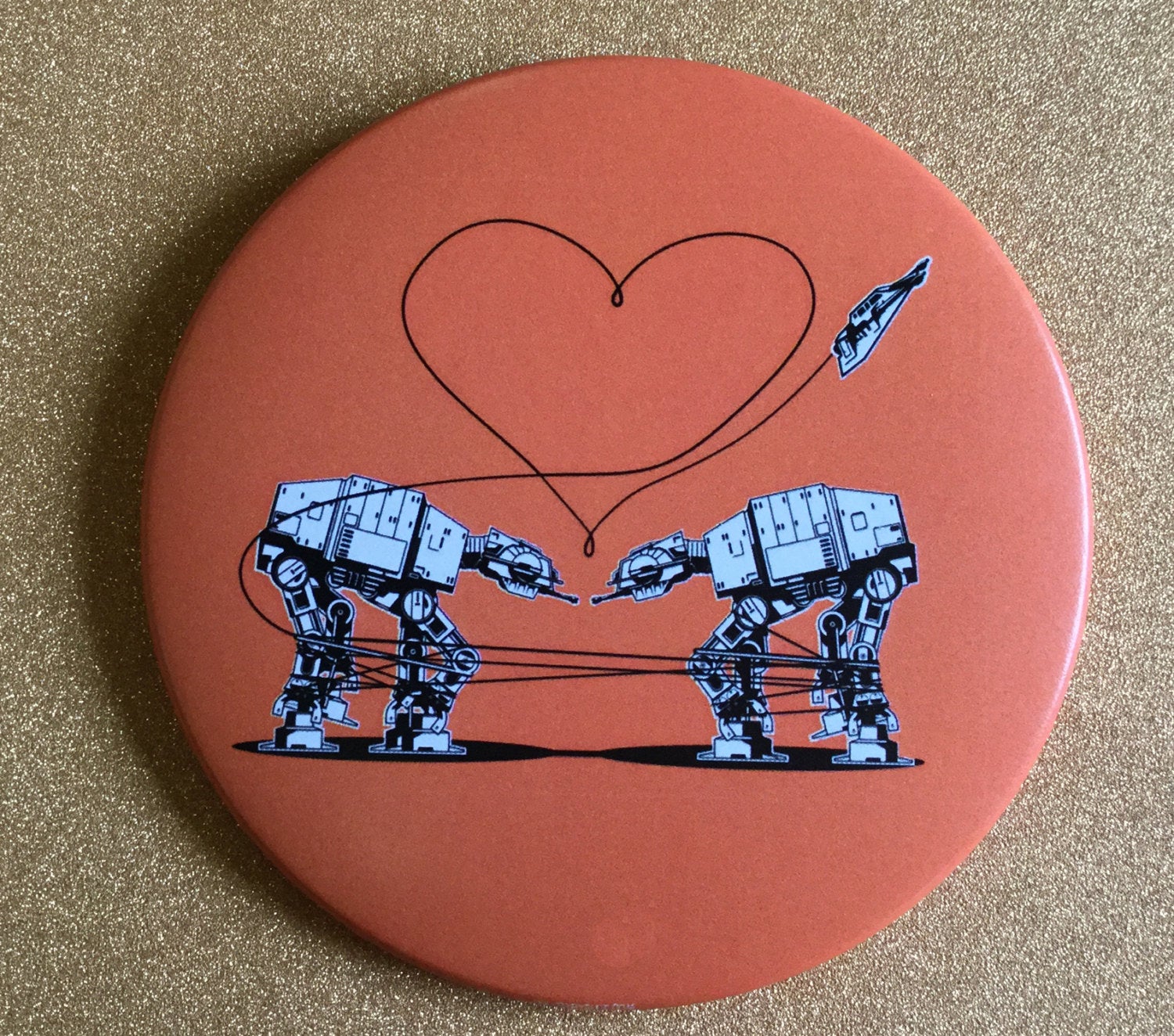 Magnet: 3.5 Inch - Love AT-AT First Sight - Orange