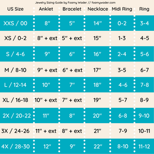 jewelry sizing guide size converting chart minimalist jewelry handmade dainty bracelets stacking rings inclusive sizes plus size jewelry foamy wader