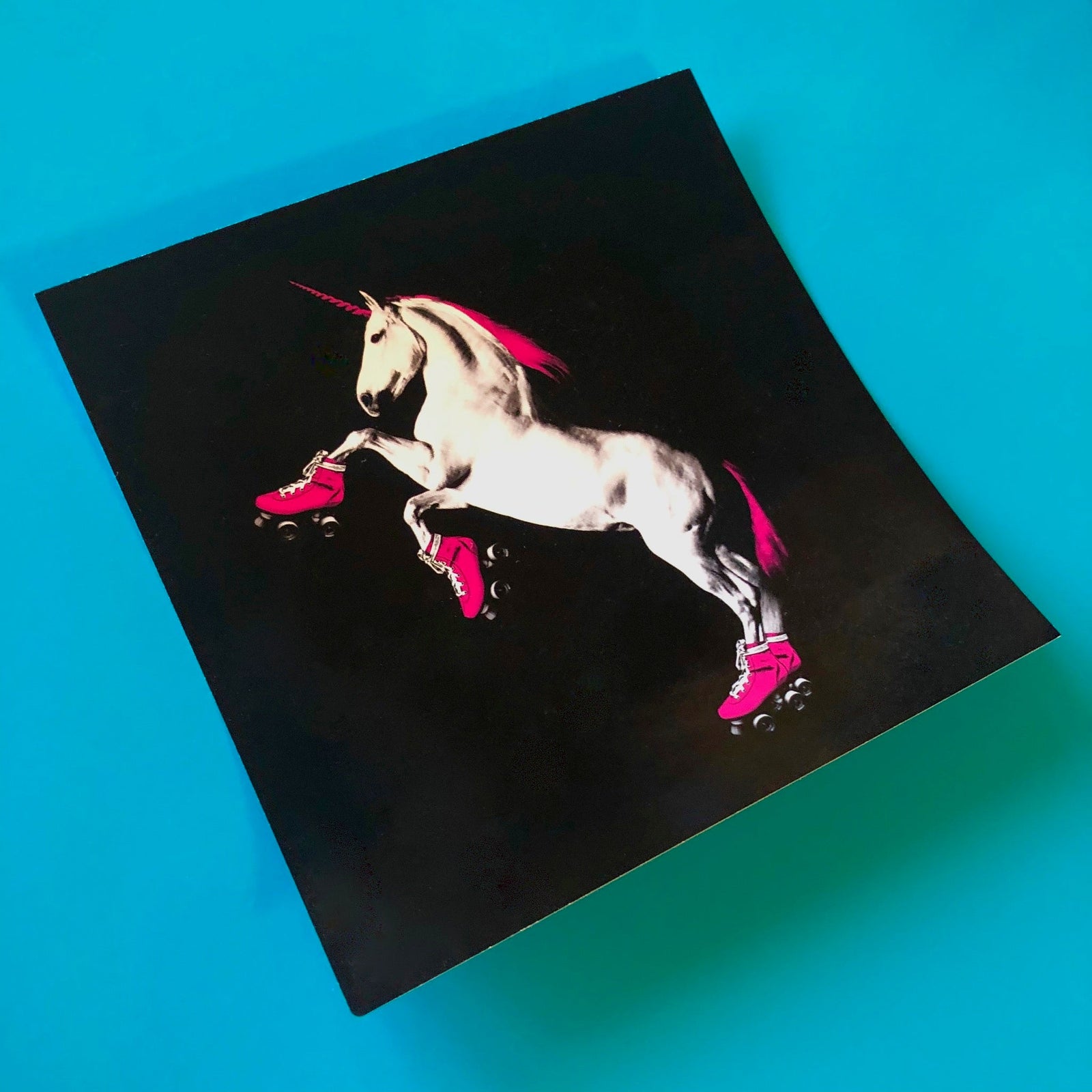 4x4 Sticker - Roller Skating Unicorn - Black