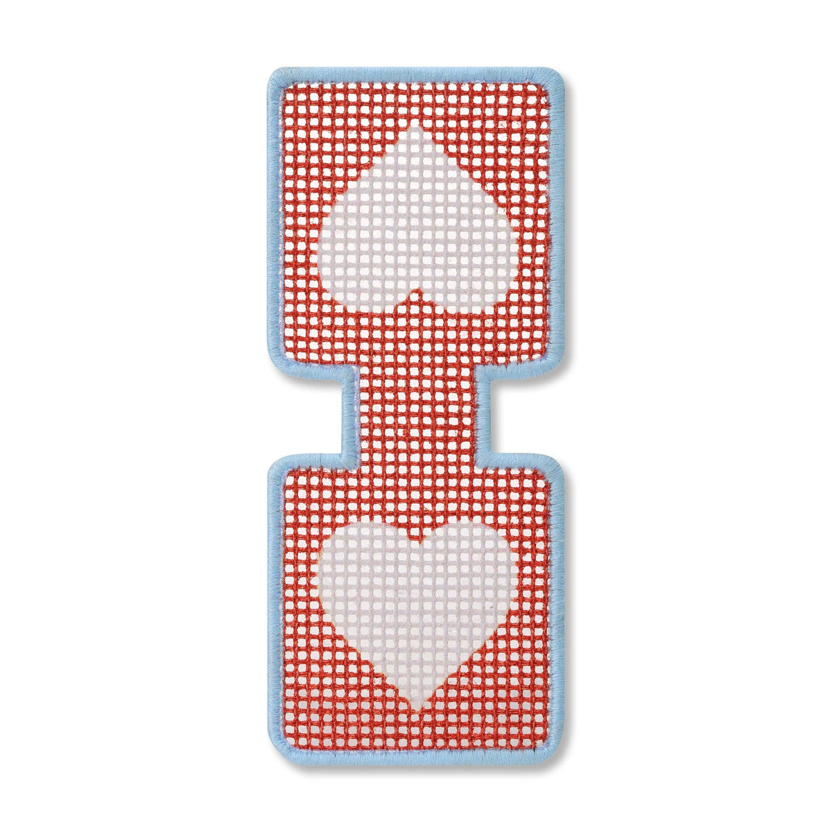 Needlepoint pattern for a keychain with a heart design. 