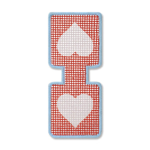 Needlepoint pattern for a keychain with a heart design. 