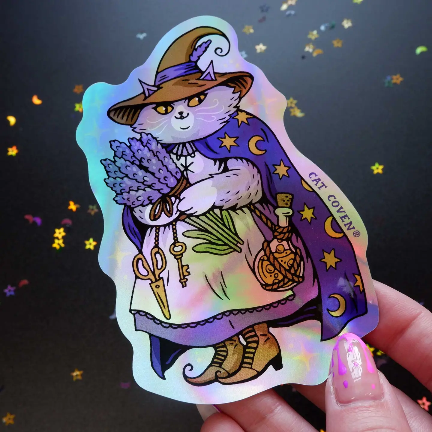 Sticker - Lavender Witch Cat