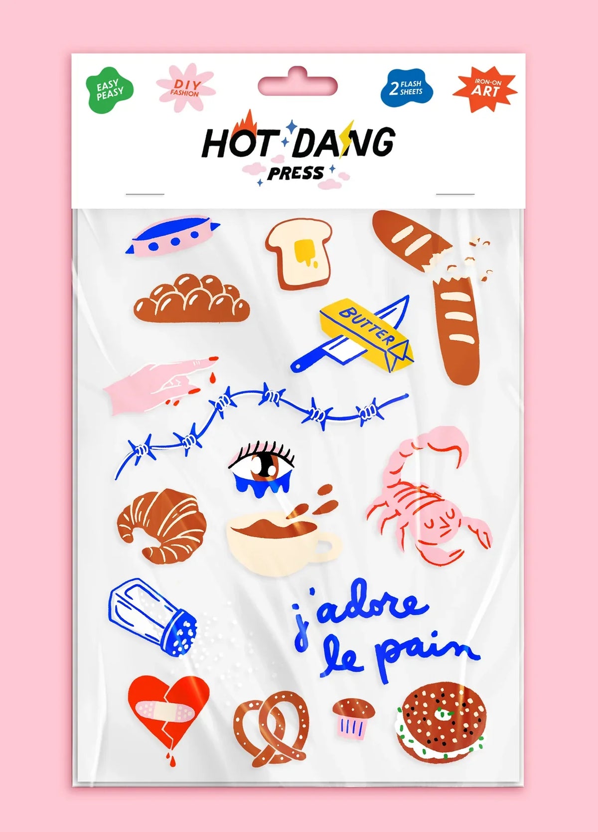 DIY - Iron On Art - J'adore Le Pain (Hot Dang Press) Sheet Set