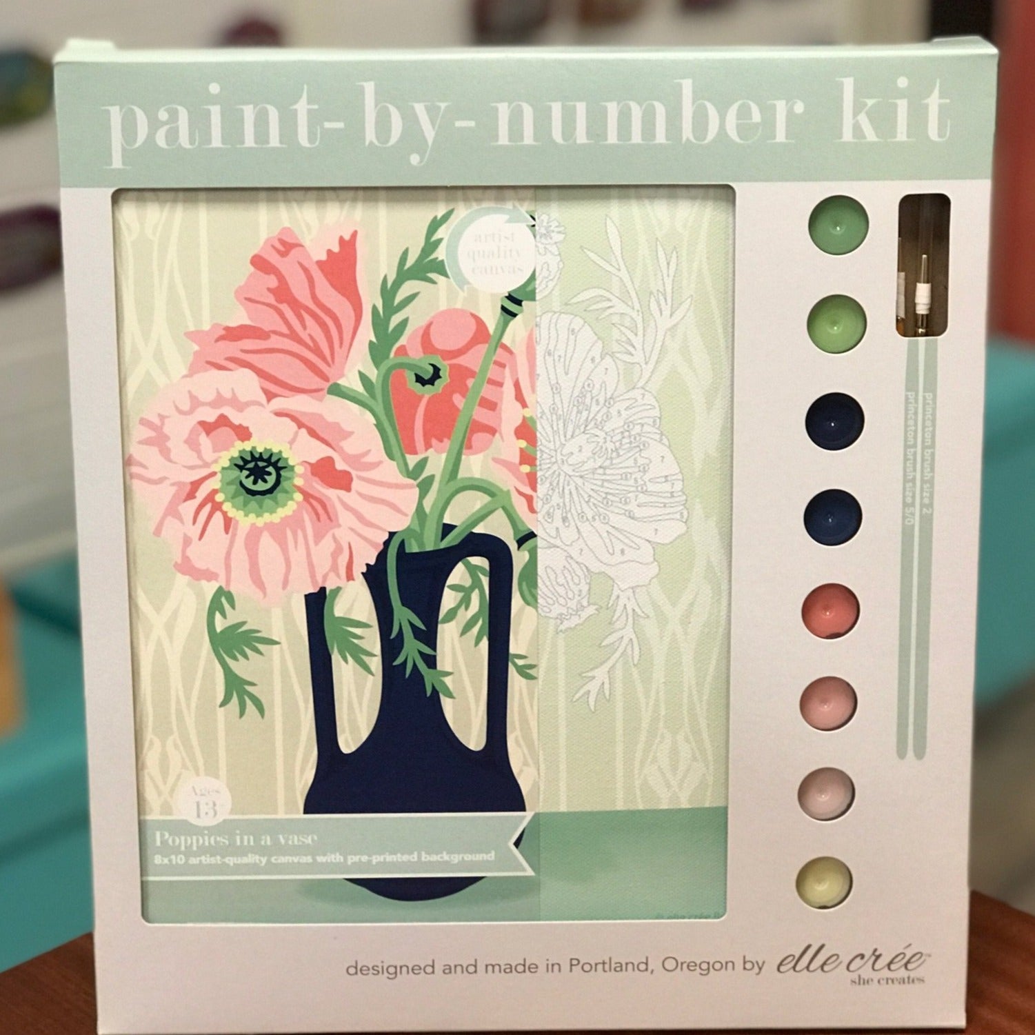 DIY - Paint By Number Kit - Poppies in Vase